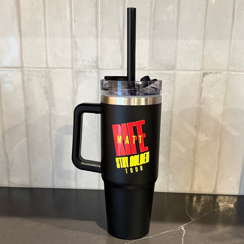 Matt Rife Matte Black 'Stay Golden Tour' Insulated Travel Mug with Handle